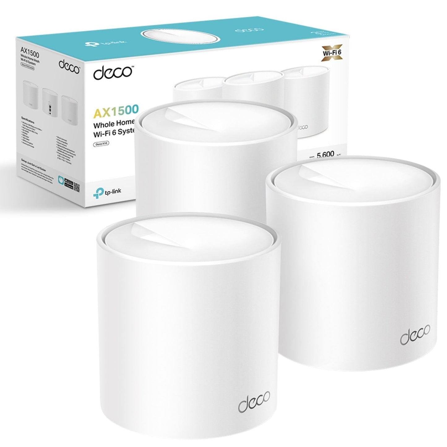 TP-Link Deco X10 (3-Pack) Mesh WiFi 6 System, AX1500Mbps, Coverage Up to 5600ft², Easy Setup, Router & Extender for Gaming & 4K, Alexa & Google Home Compatible