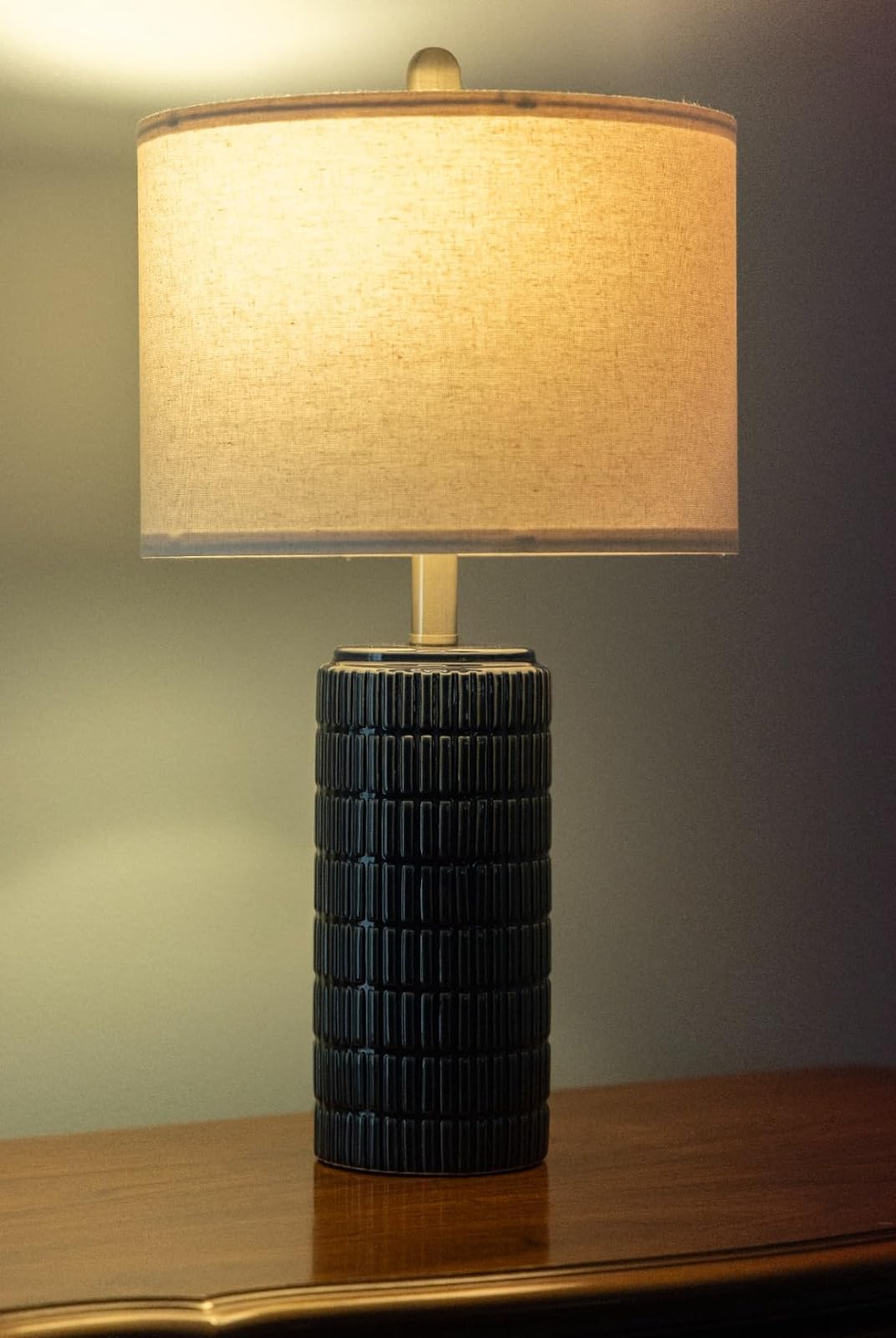 23" Blue Ceramic Table Lamps – Set of 2, Farmhouse Bedside Lamps for Bedroom, Living Room, End Tables & Nightstands