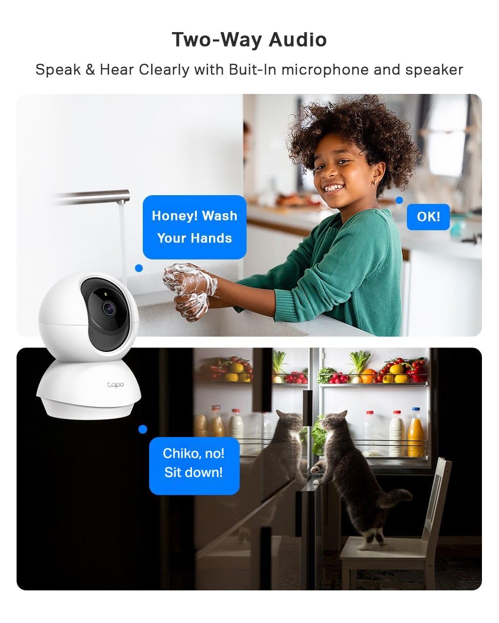 2K 3MP Indoor WiFi Security Camera with Pan Tilt, Motion Tracking, AI Detection, Two-Way Audio, Night Vision, Baby and Pet Monitoring, Works with Alexa and Google
