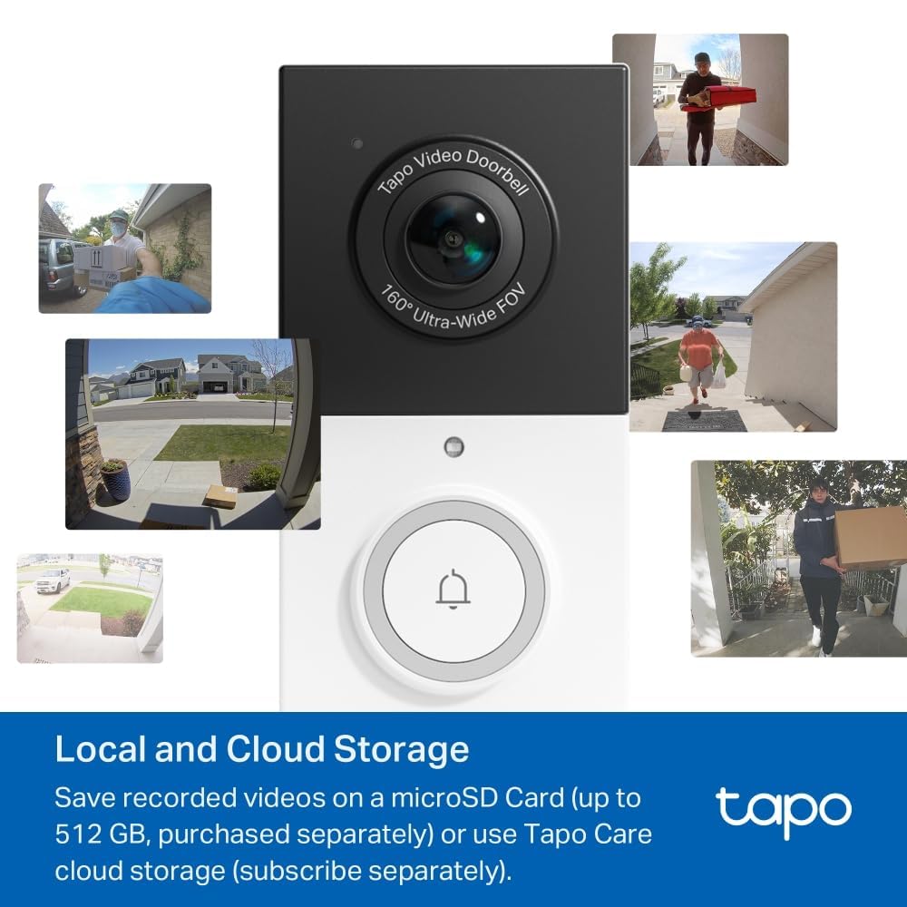 Wireless Battery Video Doorbell 2K Ultra-Clear Camera with Ring Chime, Color Night Vision, 160° Ultra-Wide View, AI Detection, IP65 Weatherproof, 6-Month Battery Life, No Monthly Fee
