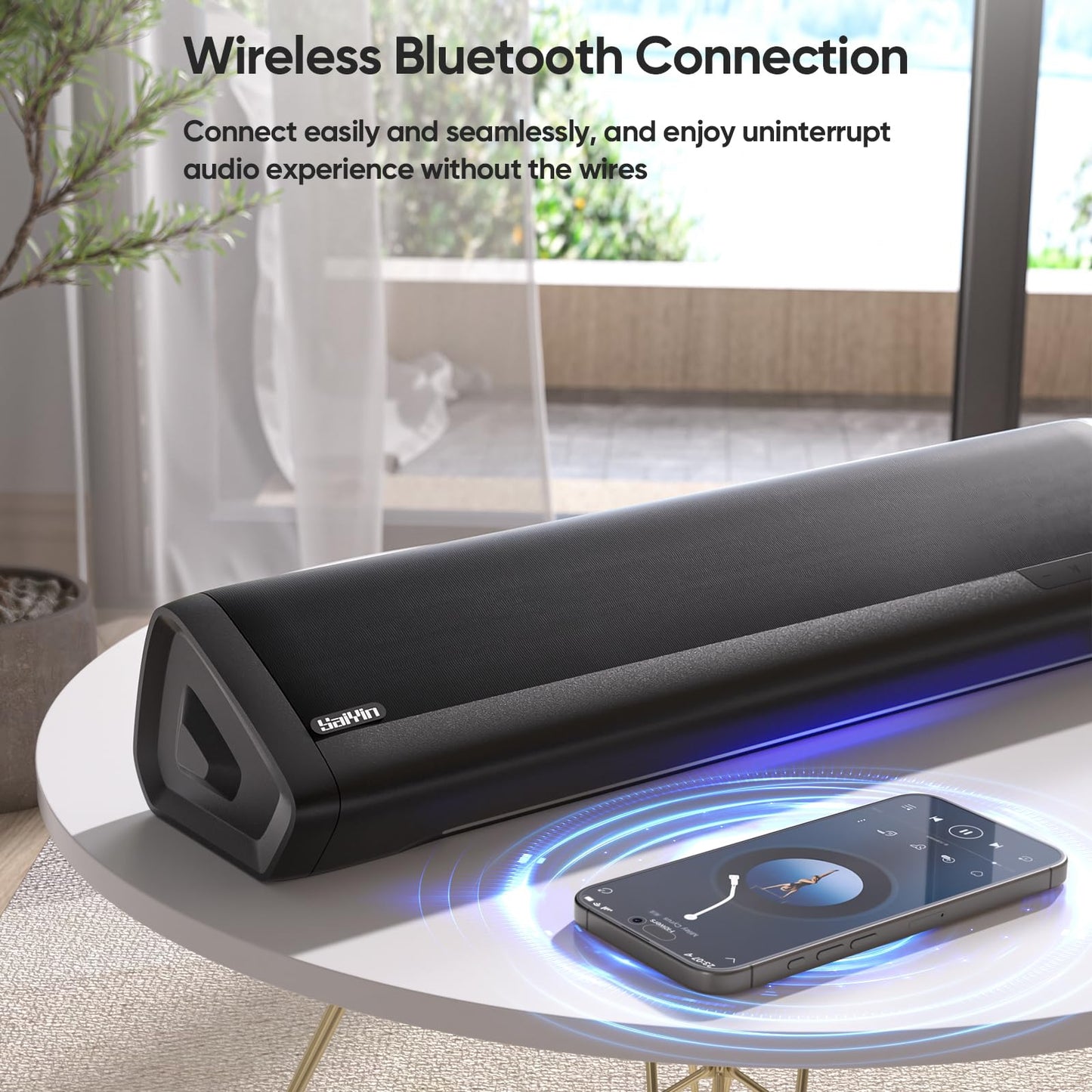 17-inch TV Soundbar - 2.1 Channel Surround Sound System with Adjustable Bass, Volume Indicator, and Bluetooth/Optical/AUX Input for PC and Projector