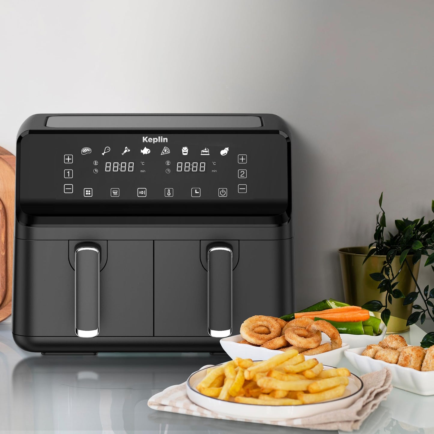 9L Dual Zone Air Fryer – 2700W Energy-Saving Cooker with 6 Cooking Functions, Extra-Large Capacity for Healthy Meals, Roast, Bake, Dehydrate, Crisp – Family Size (9L)