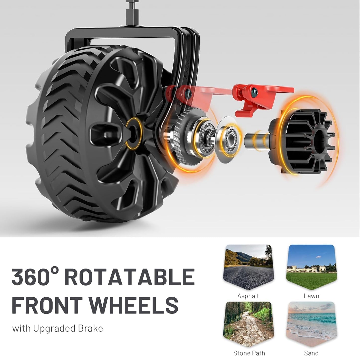 TIMBER RIDGE Folding Festival Trolley with Brakes – 200L Heavy-Duty Beach & Camping Cart, Adjustable Handle & Cover Bag, 100kg Capacity for Outdoor, Garden & Picnic Use