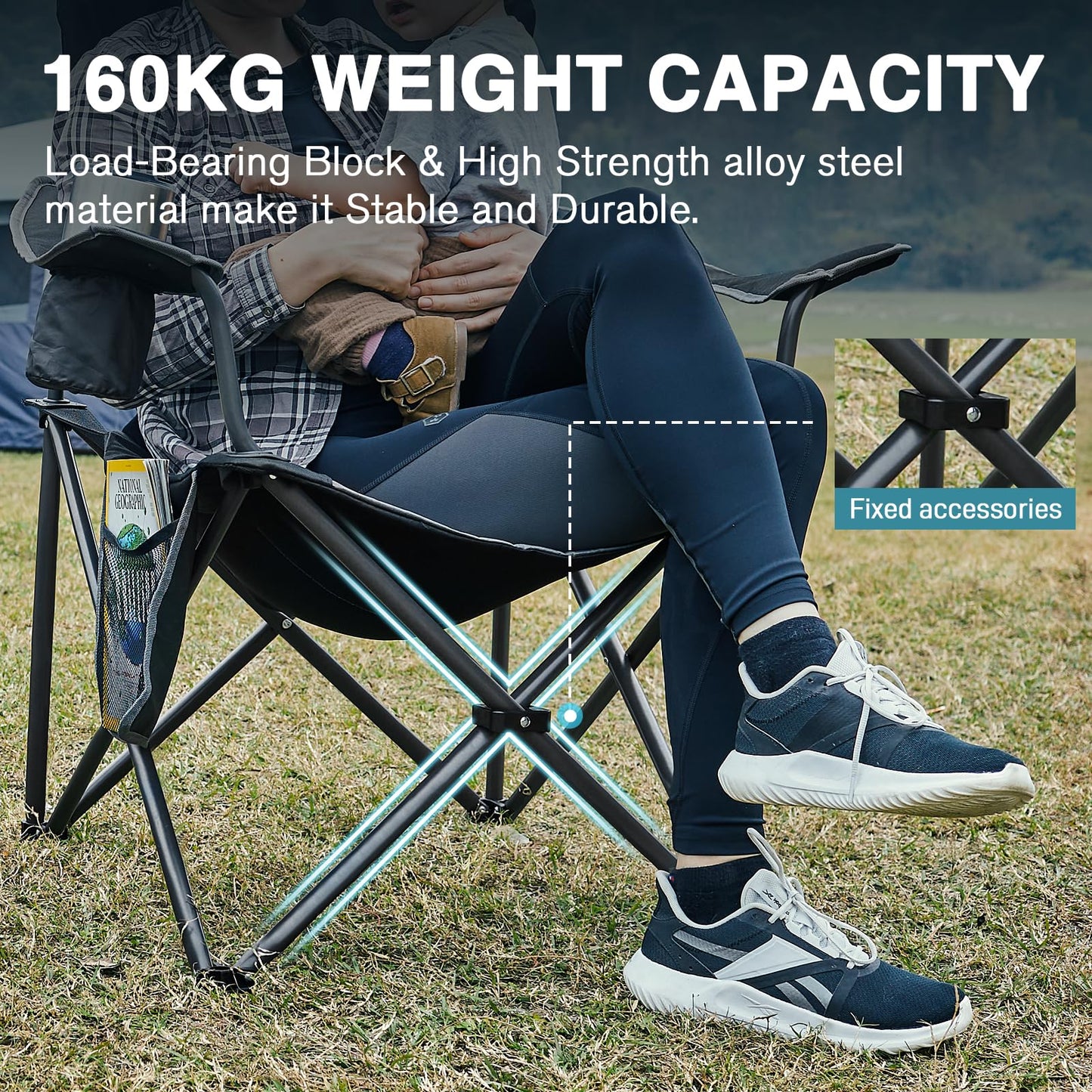 TIMBER RIDGE Festival Trolley on Wheels – 200L Folding Camping Beach Trolley with Brakes, Adjustable Handle & Cover Bag, 100kg Heavy Duty Cart Wagon for Outdoor, Garden, Picnic