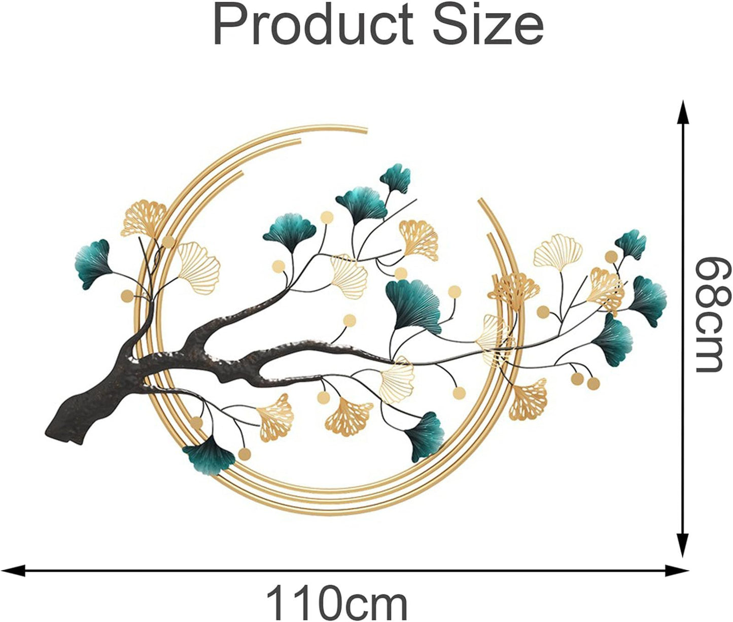 Luxury Metal Ginkgo Leaf Wall Art – Handmade Nature-Inspired Sculpture (110×68cm)