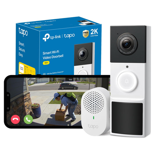 Wireless Battery Video Doorbell 2K Ultra-Clear Camera with Ring Chime, Color Night Vision, 160° Ultra-Wide View, AI Detection, IP65 Weatherproof, 6-Month Battery Life, No Monthly Fee