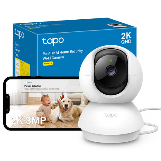 2K 3MP Indoor WiFi Security Camera with Pan Tilt, Motion Tracking, AI Detection, Two-Way Audio, Night Vision, Baby and Pet Monitoring, Works with Alexa and Google