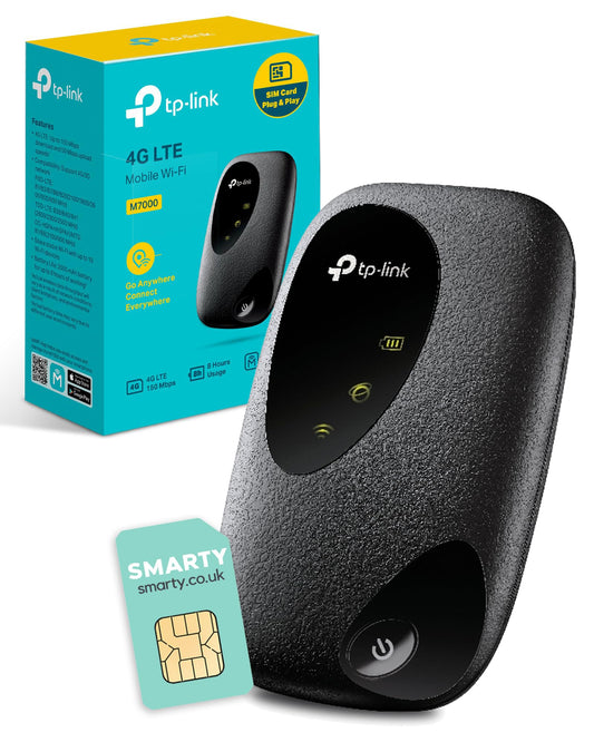 TP-Link M7000 4G MiFi Router - Portable Travel WiFi, Unlocked LTE-Advanced Cat4, 8 Hours Battery, SIM Card Slot, High Compatibility for Mobile Hotspot & Caravan Wi-Fi